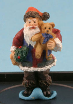 Dollhouse Miniature Santa With Teddy Bear